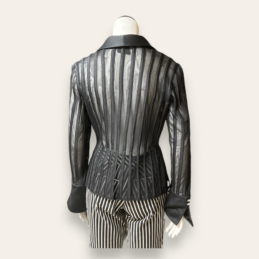 Js Collections Black Mesh Structured Gemstone Lon… - image 4